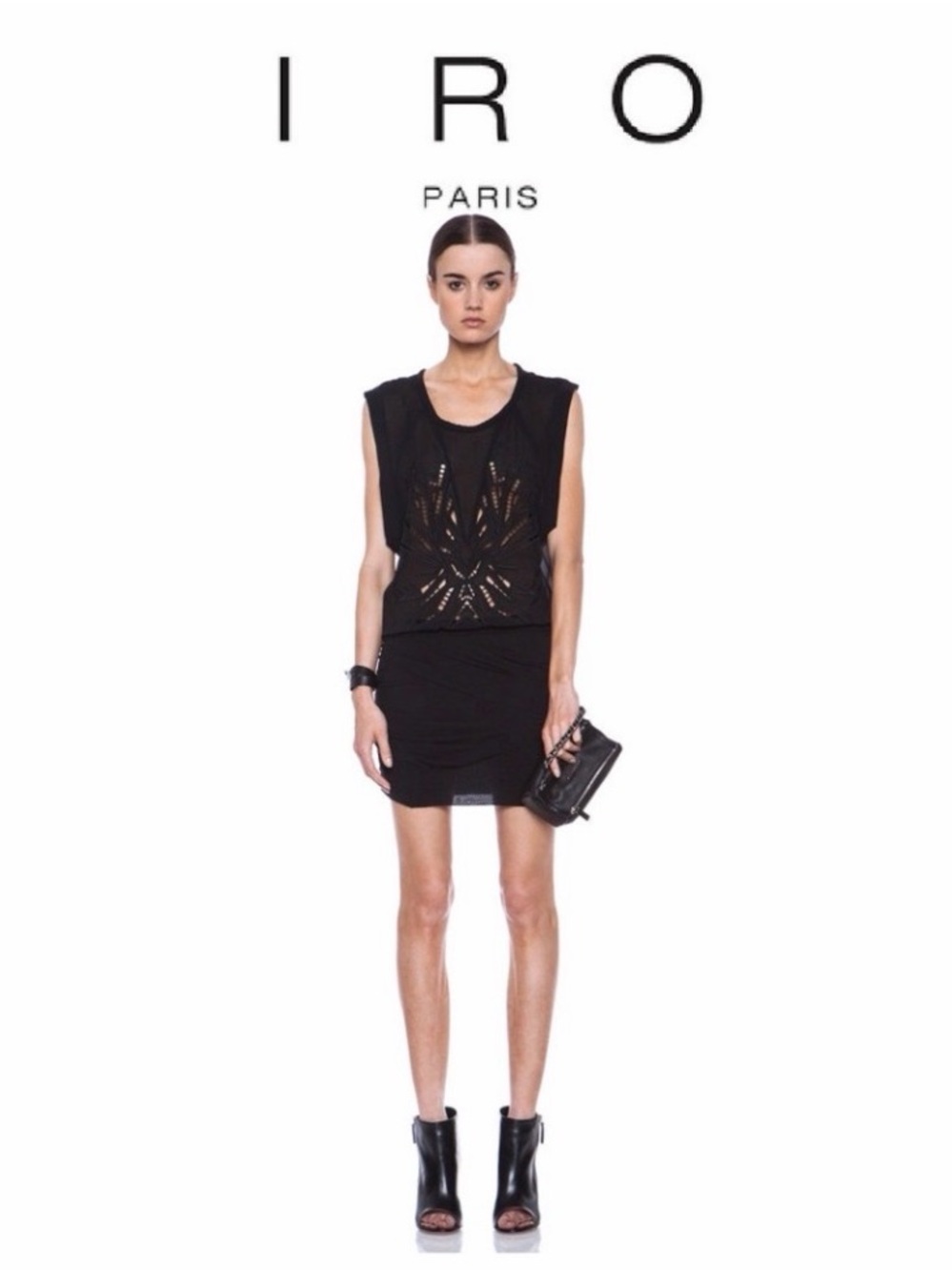 IRO BLACK STRETCH SILK MINI DRESS "BRADY" 34